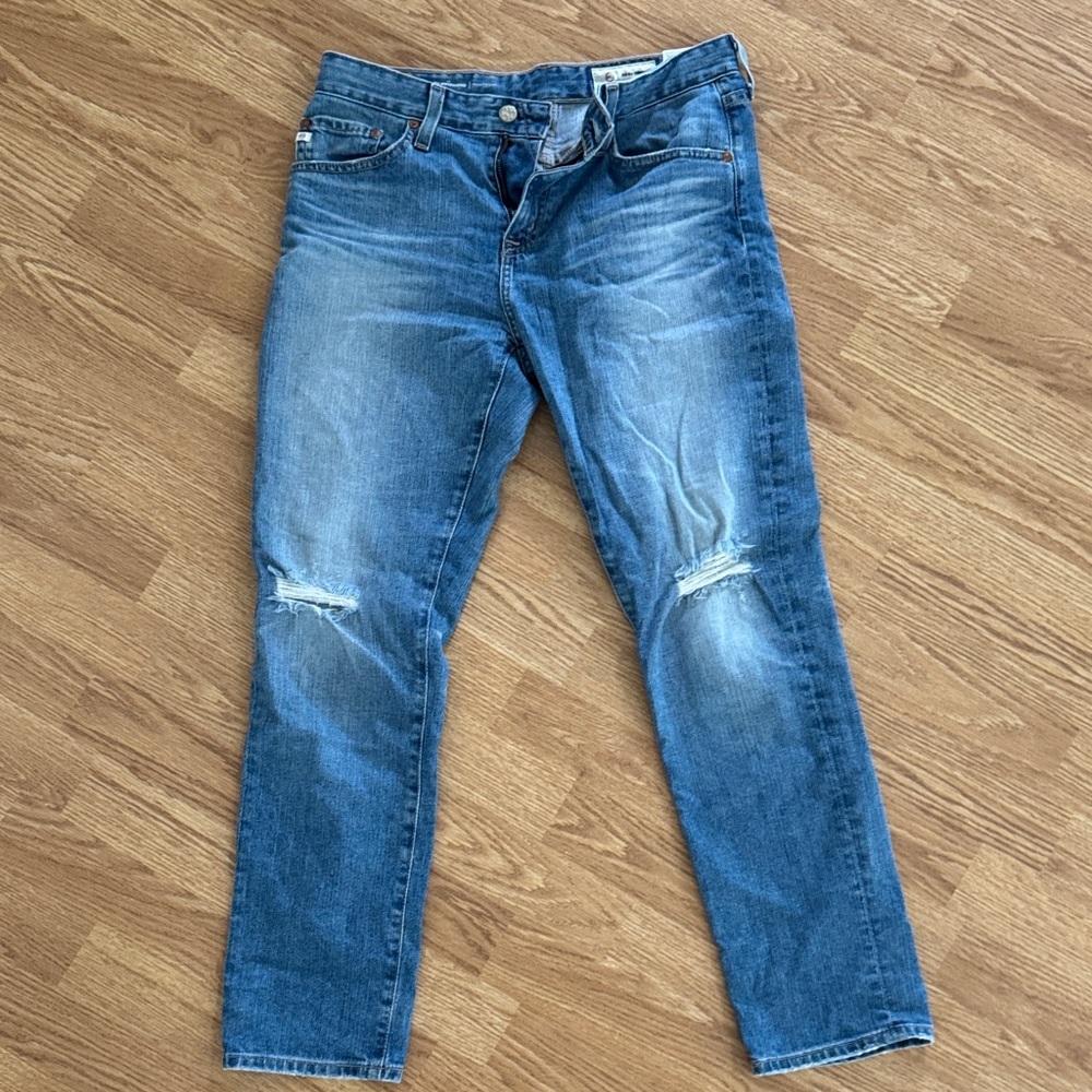 AG Adriano Goldschmied Women's Blue Boyfriend Jeans
